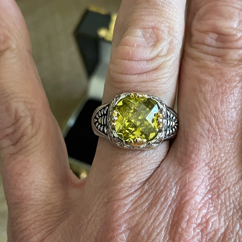 Solid Sterling Silver Genuine Yellow Citrine Two … - image 4